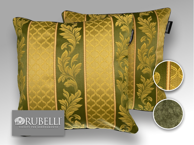 98 - Rubelli -  Green gold baroque leaf motifs